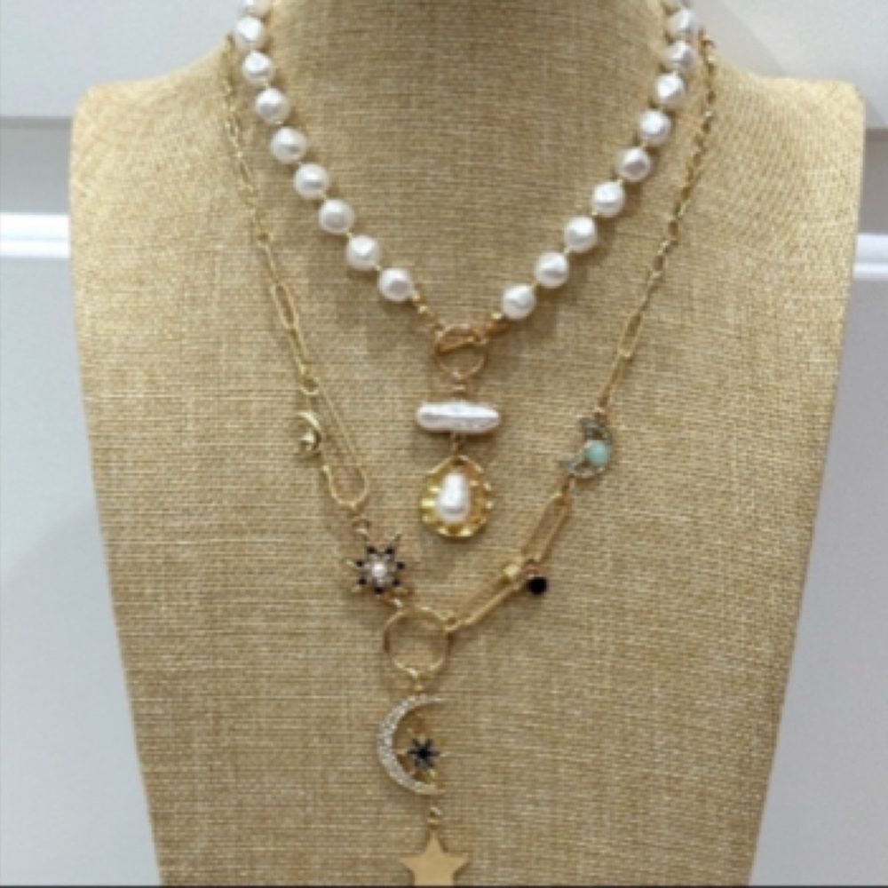 🔵 Celestial Paper Clip Fashion Necklace - Picture 8 of 9